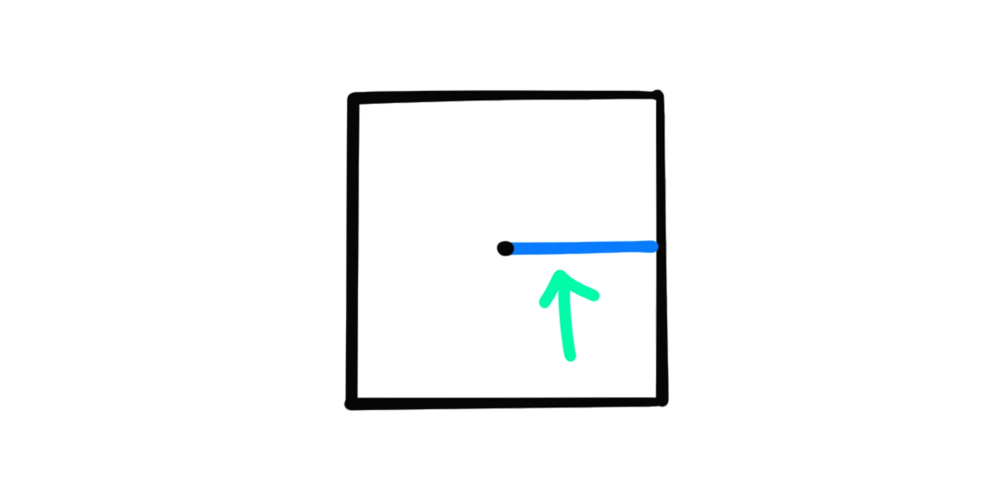 Apotema — Apotema quadrato, linea blu dal centro al lato.
