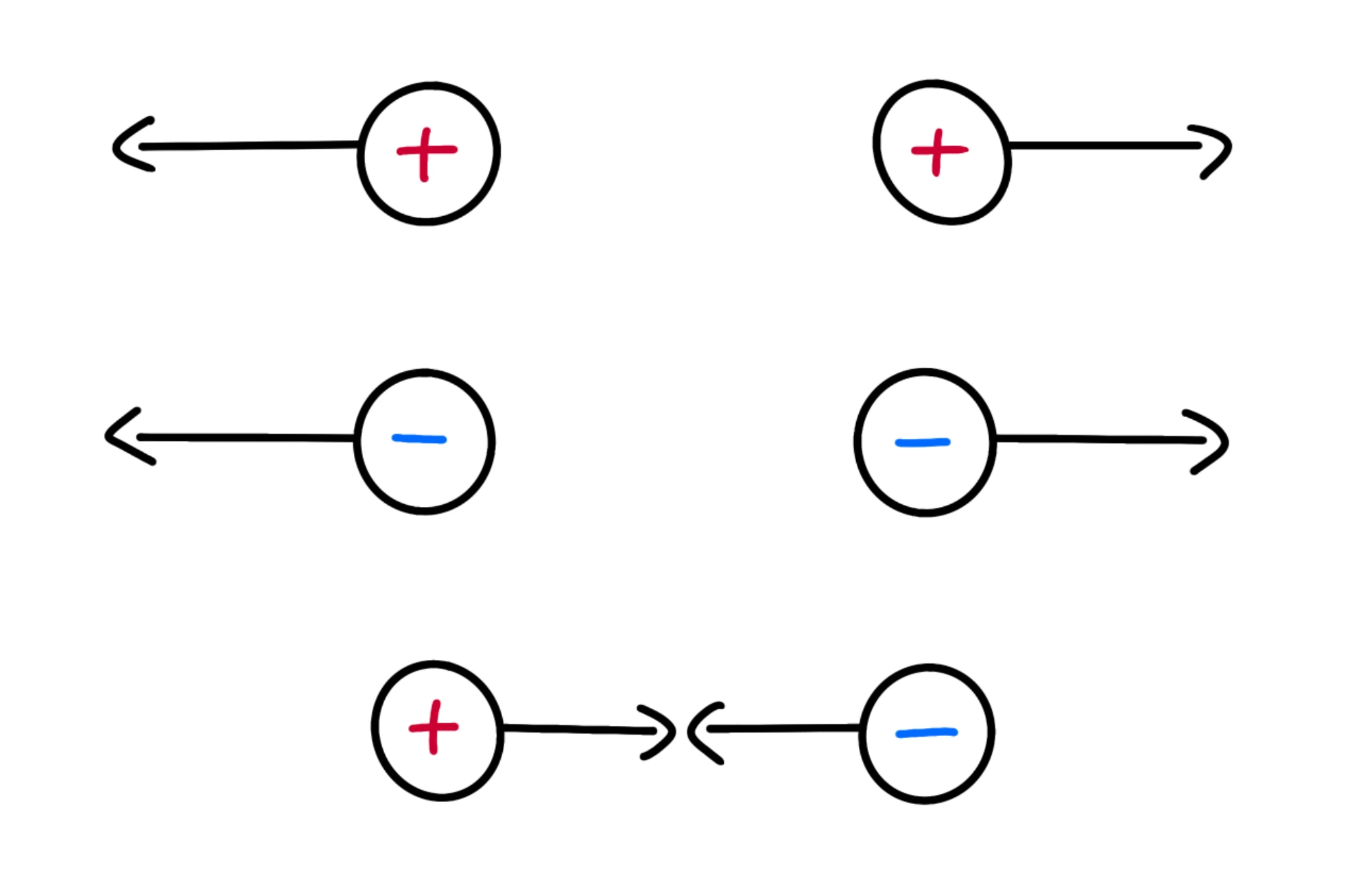 Corpi elettrizzati — Cariche elettriche, respingono o attraggono a seconda del segno positivo o negativo.