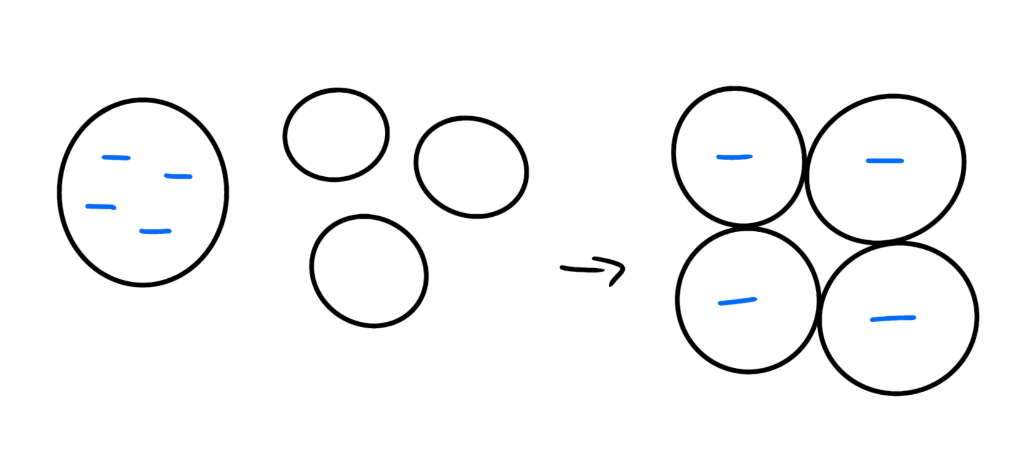 Altri metodi per elettrizzare — Cariche elettriche, distribuzione su sfere dopo contatto elettrico.