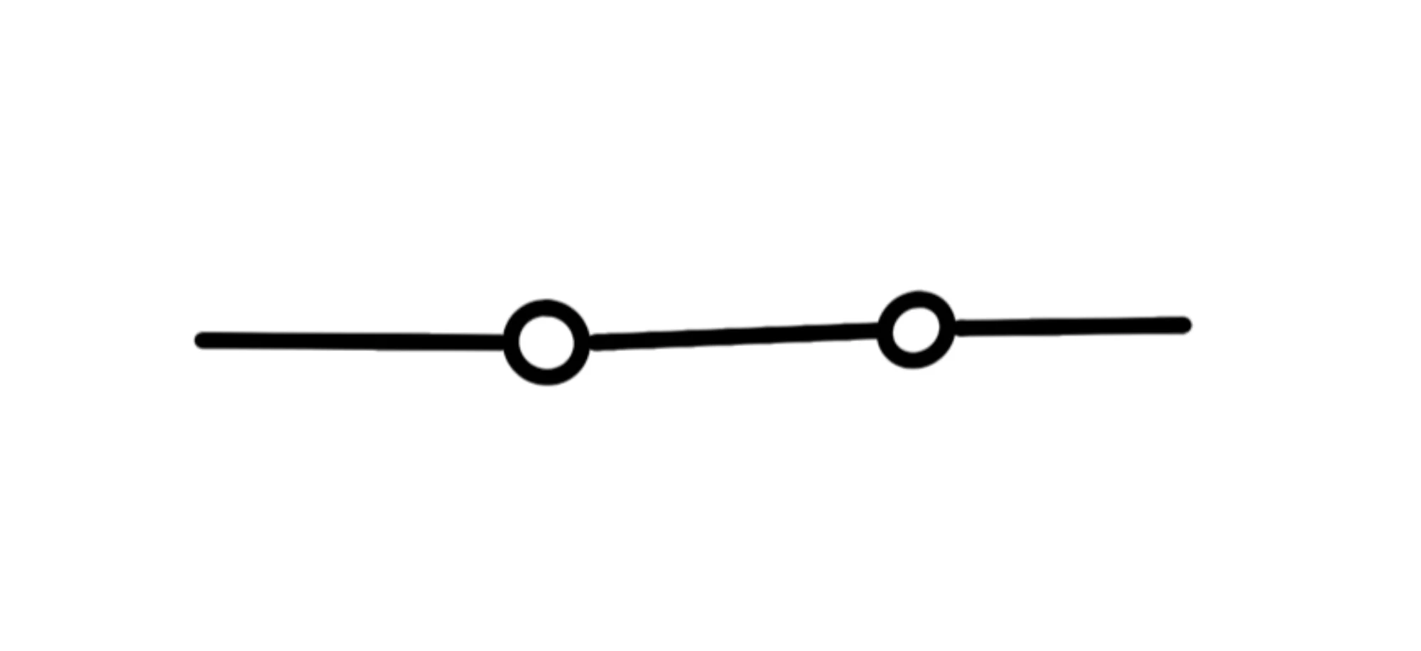 Che cos'è circuito elettrico — Interruttore aperto, due cerchi collegati da linee rappresentano il circuito non chiuso.
