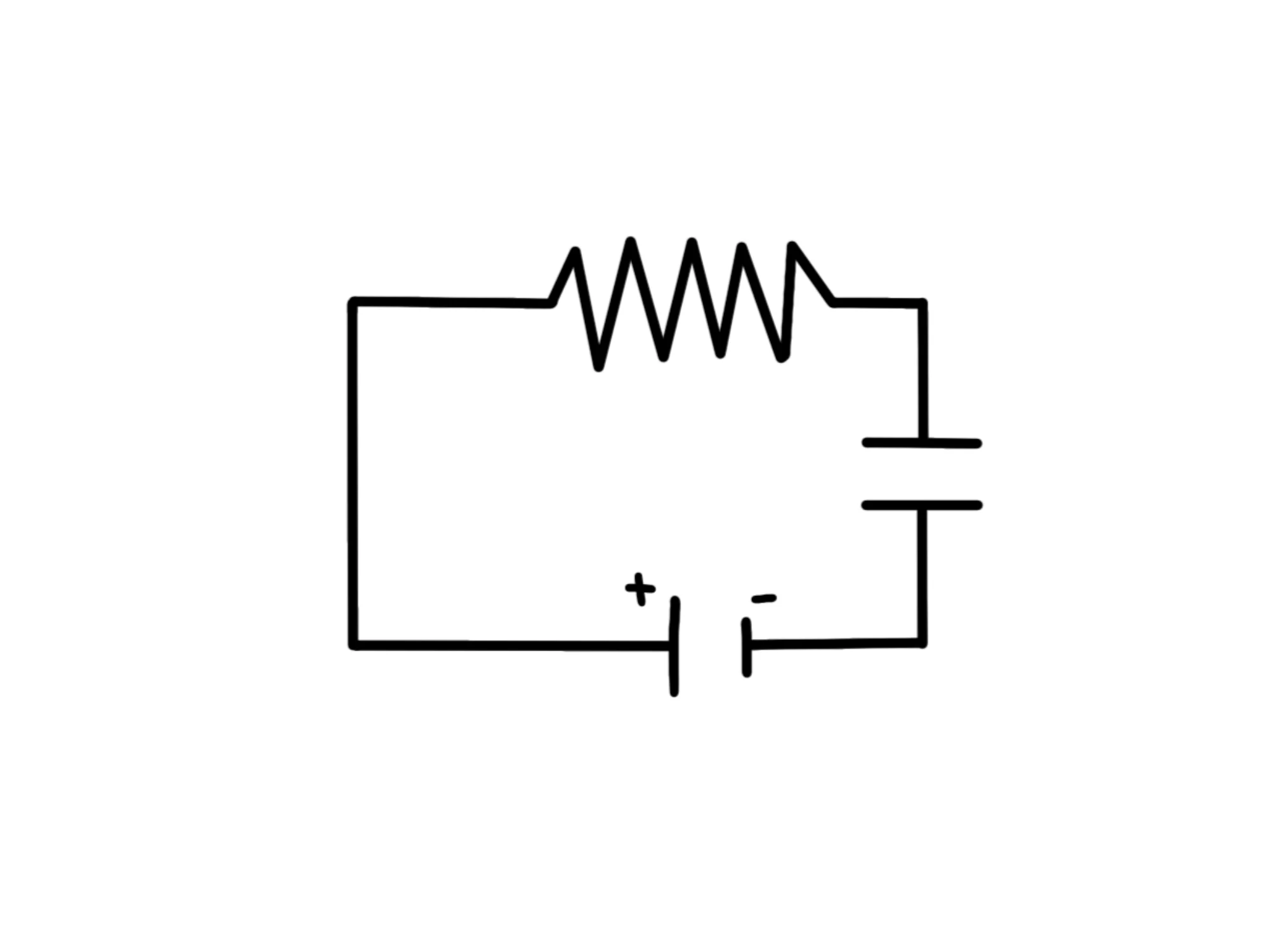 Che cos'è circuito elettrico — Circuito elettrico con resistenza e condensatore in serie.