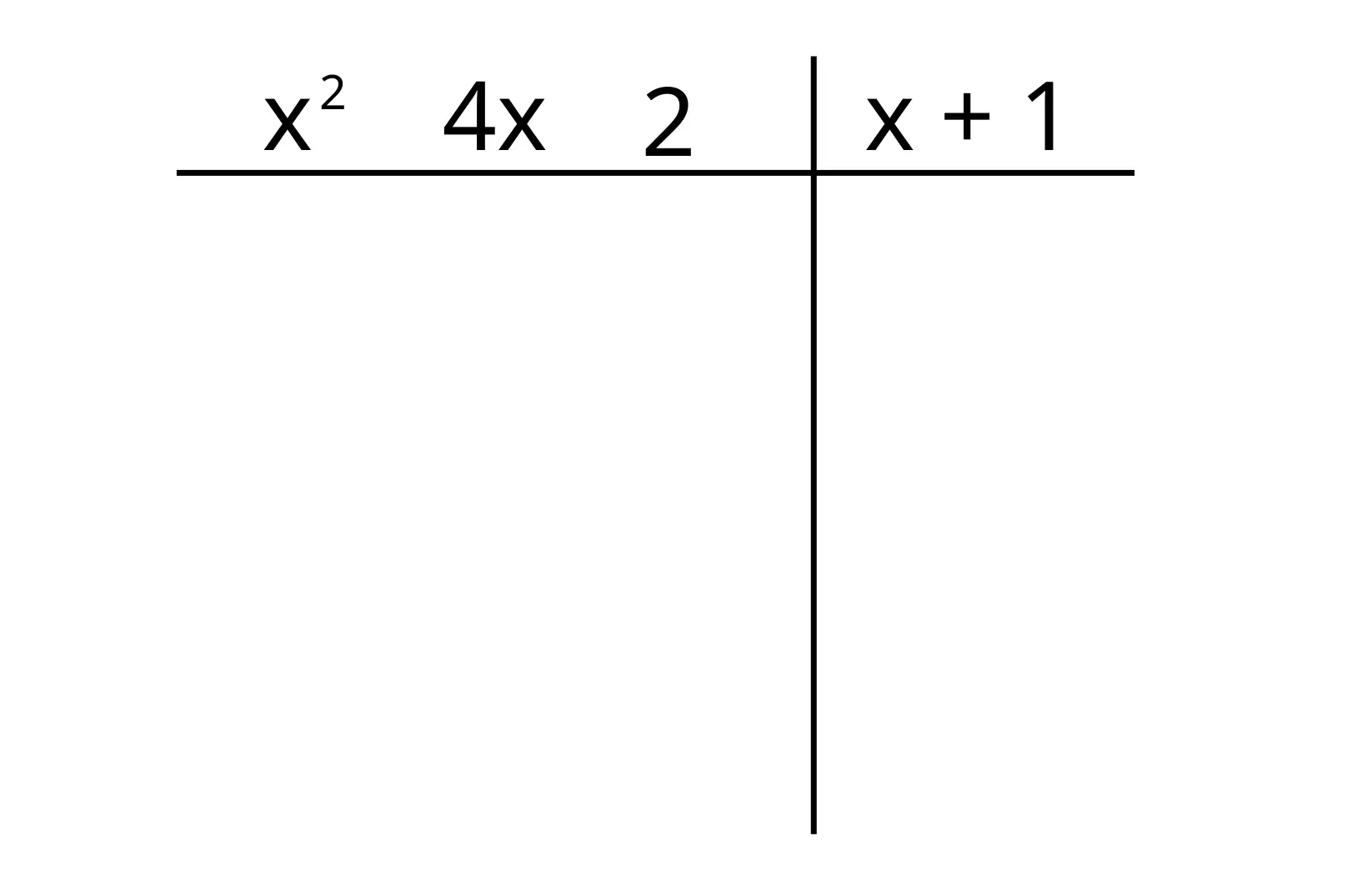 Come svolgere divisione — Divisione polinomi, forma iniziale: x^2+4x+2 diviso x+1