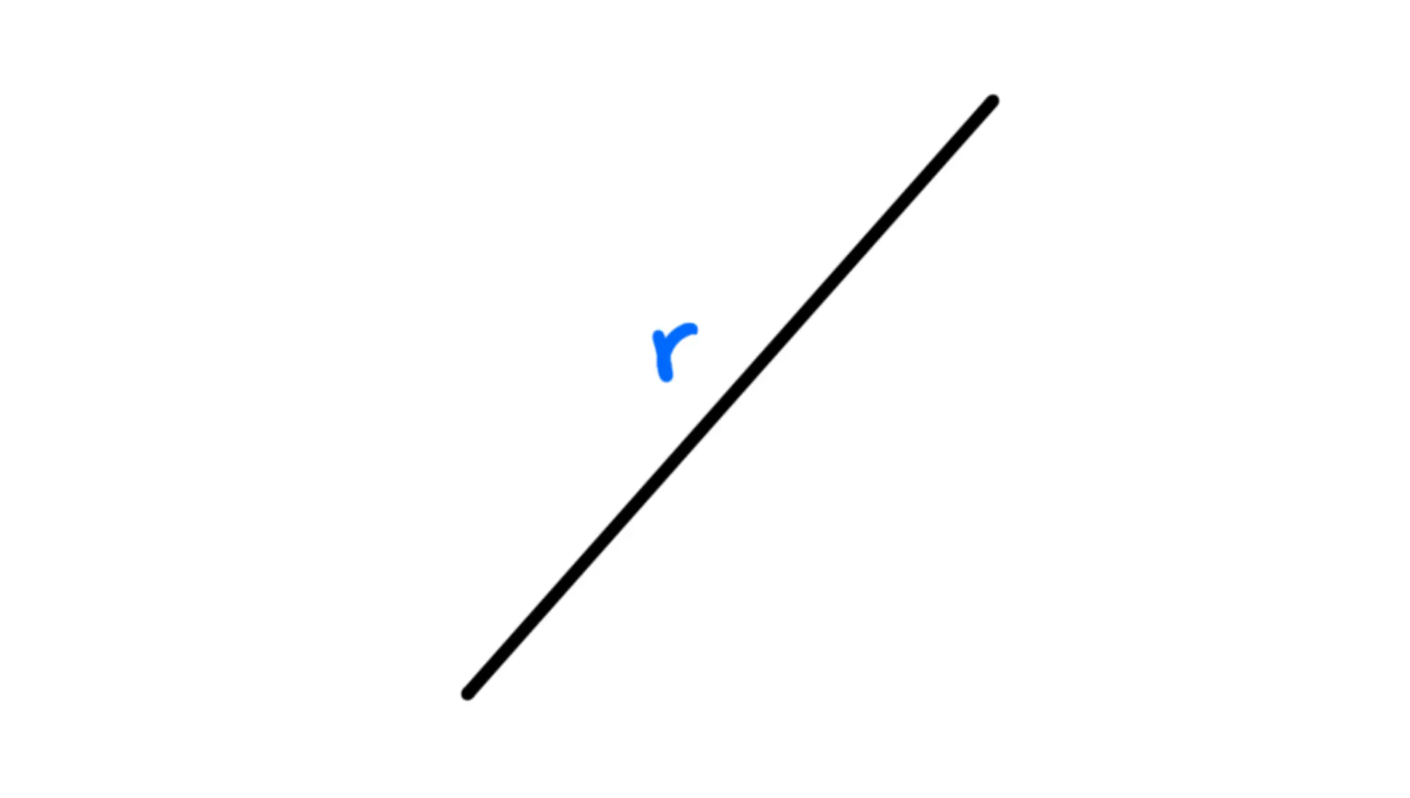 retta — Retta diagonale con lettera "r" in blu.
