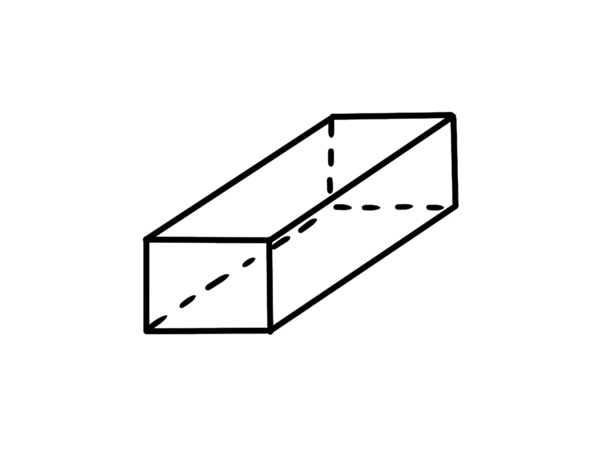 Qualche altro poliedro — Parallelepipedo rettangolare con linee tratteggiate.