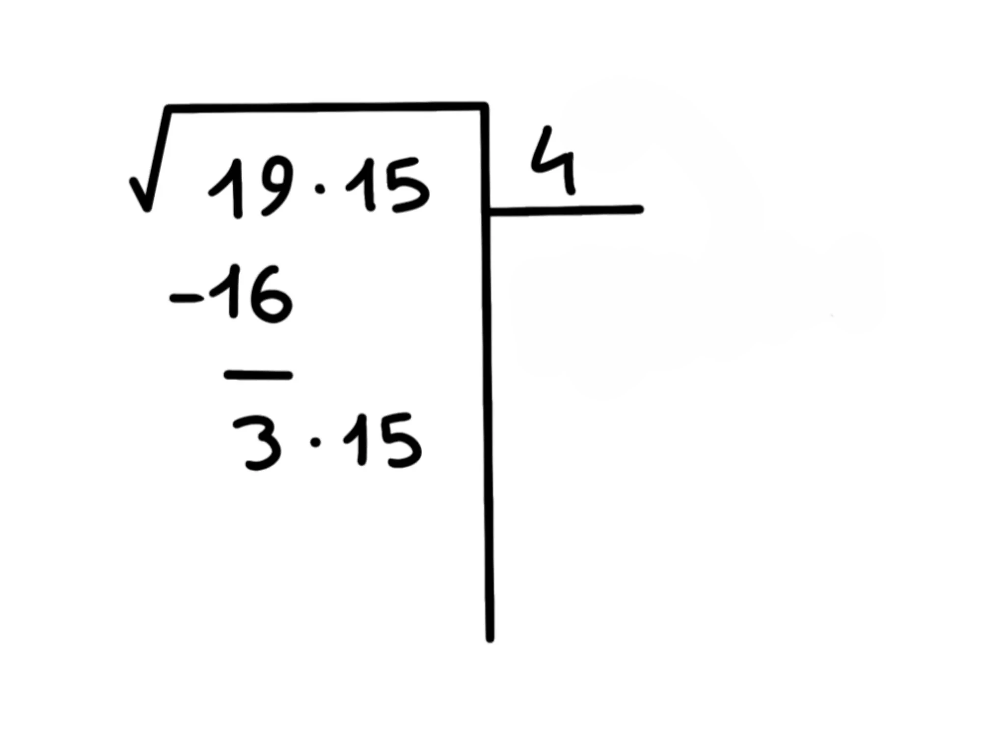 Cos' radice quadrata — Radice quadrata, esempio di calcolo passo passo con sottrazione e portamento del blocco successivo.