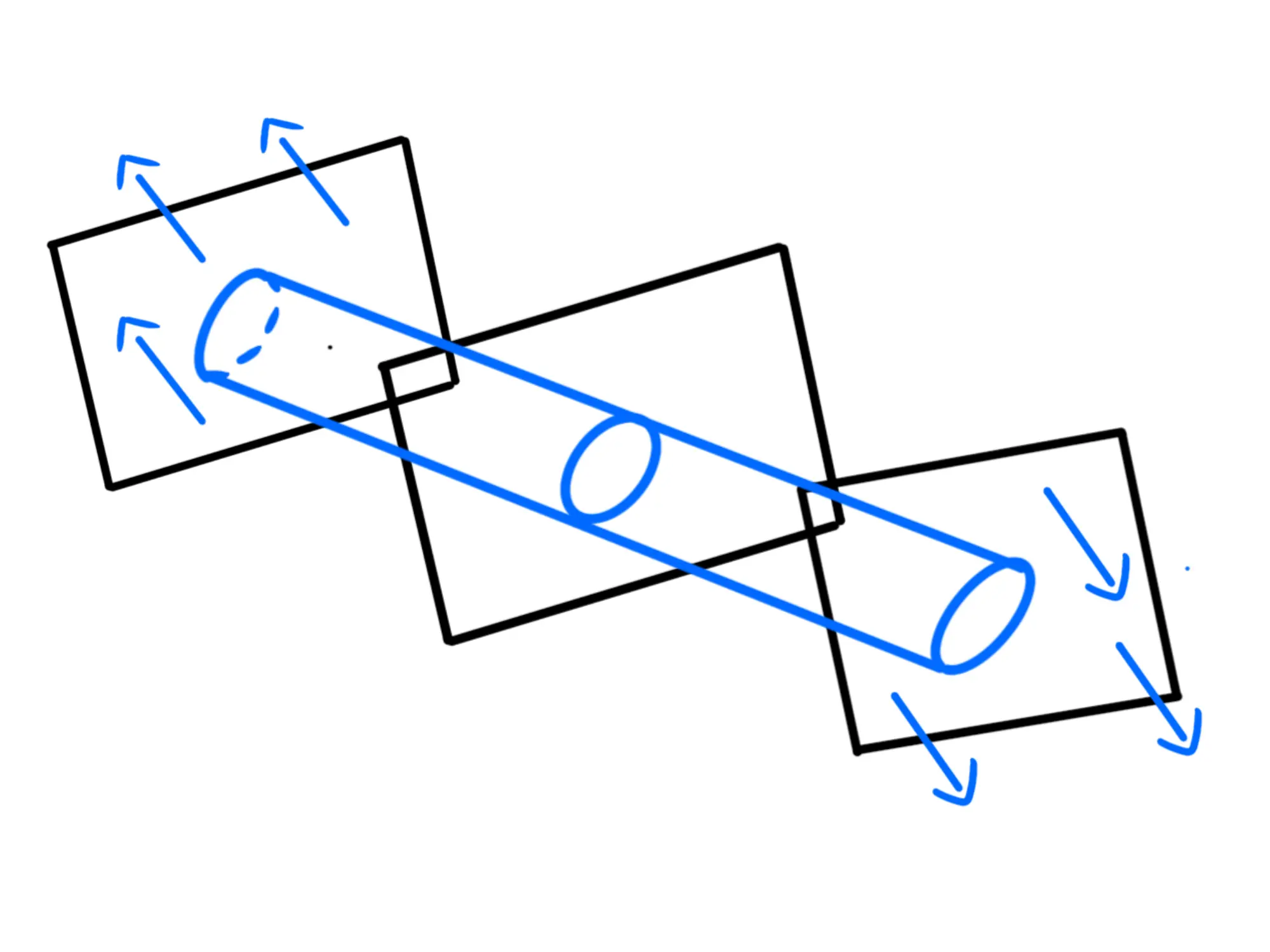 Piano infinito carico uniformemente — Cilindro con flusso, due piani paralleli e frecce indicanti campo elettrico.