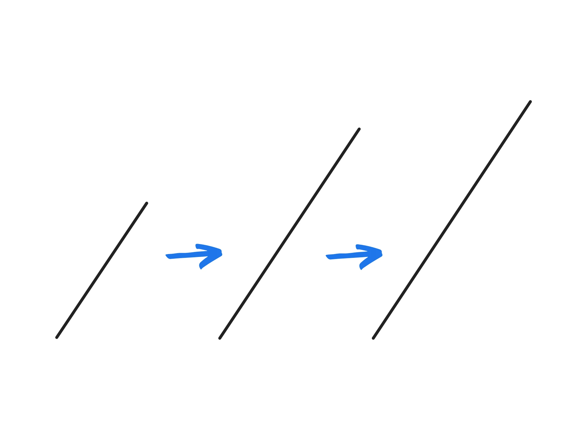 Cos'è assioma — Assioma: Segmenti si estendono indefinitamente con frecce blu.
