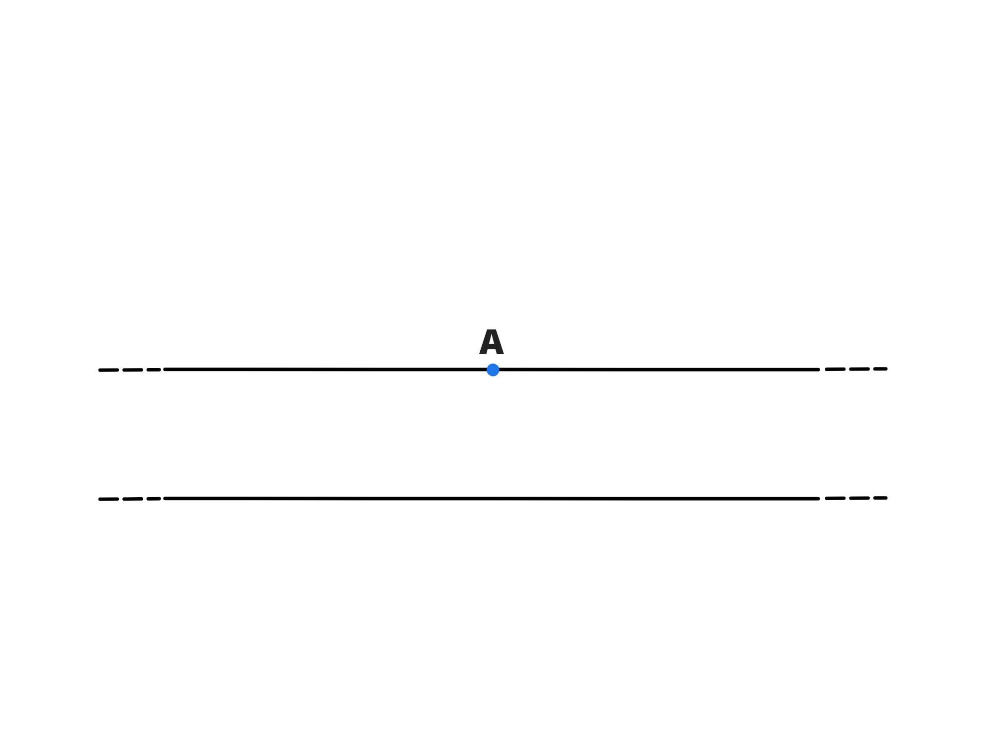 Cos'è assioma — Assioma delle parallele, punto esterno con retta parallela.
