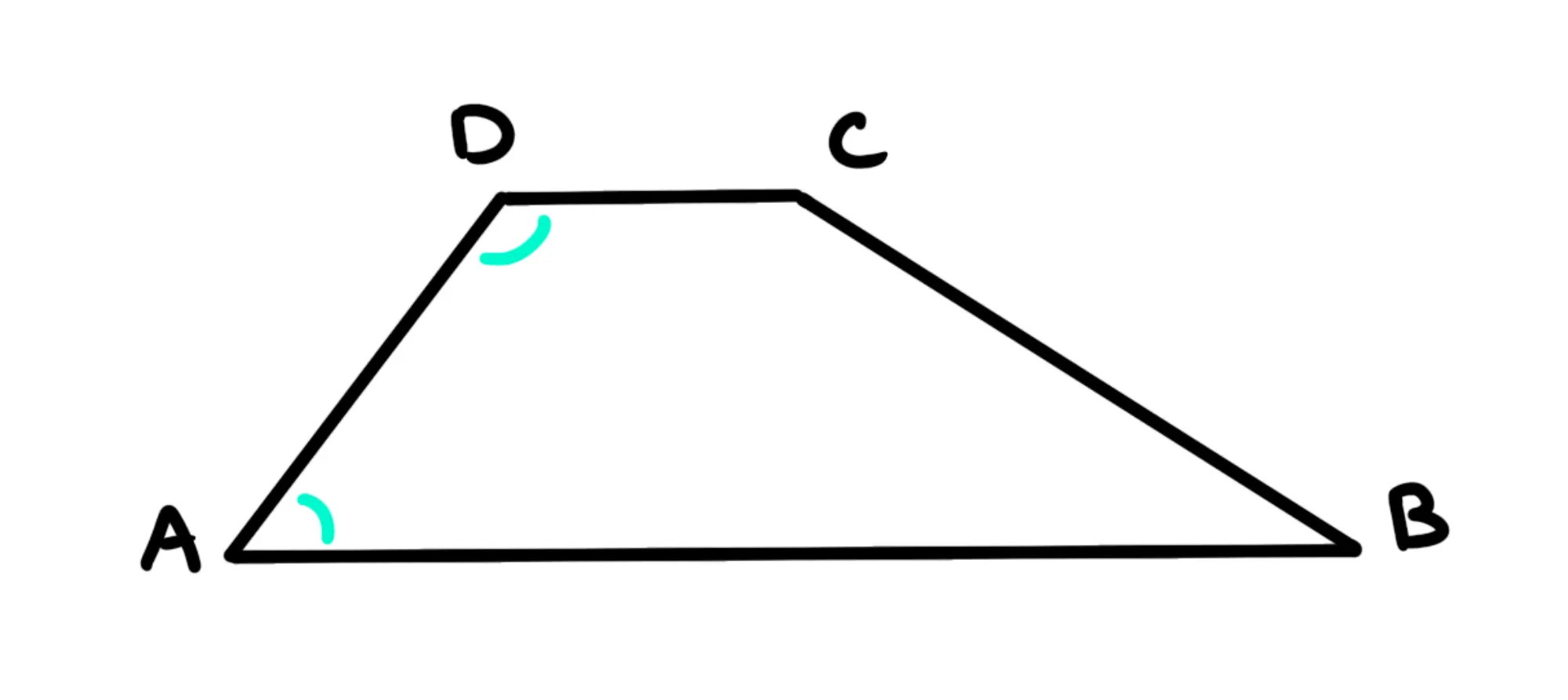 Diagonali angoli — Trapezio con angoli ai lati obliqui evidenziati in blu.