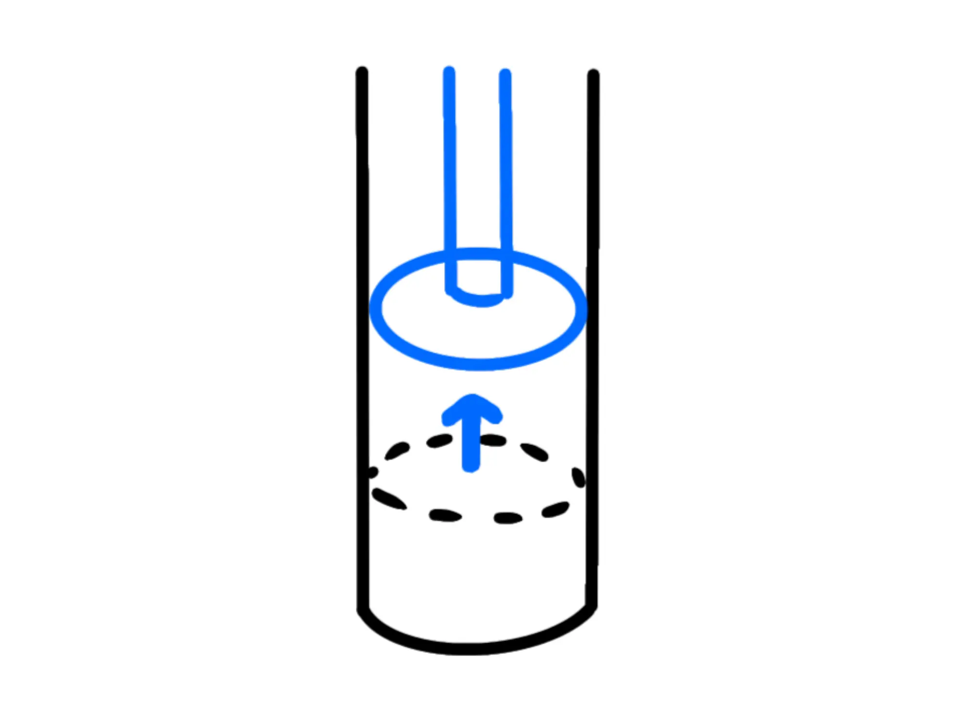 lavoro calore delle trasformazioni — Pistone in espansione, freccia indica movimento ascendente.