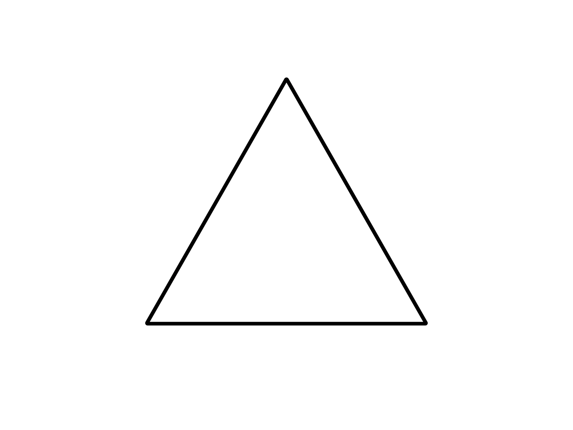 Triangolo equilatero — Triangolo equilatero con lati uguali e angoli di 60 gradi.